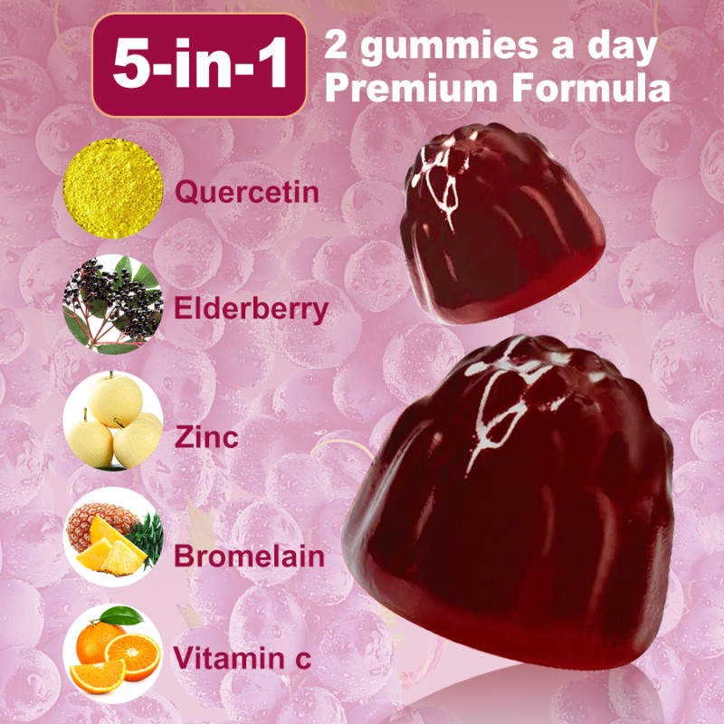 Bromelain Gummies Supplier - OEM 5-in-1 Quercetin Digestive Enzyme Gummies