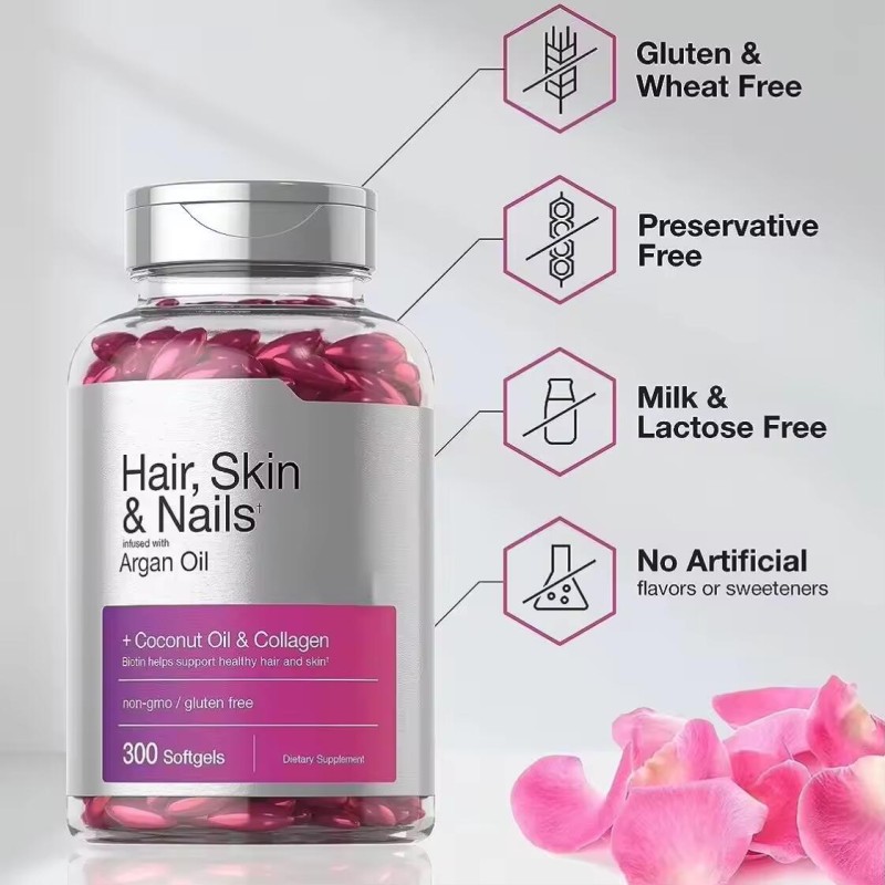 Biotin Collagen Softgels Manufacturer - Hair Skin Nails Argan Oil