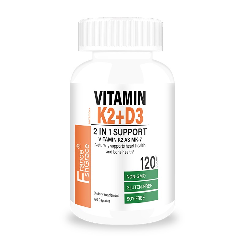 Vitamin D3 K2 Capsules Manufacturer - OEM MK7 200mcg Bone Teeth Non-GMO