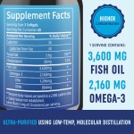 Omega 3 Fish Oil Softgels Supplier - OEM 3600mg Triple Strength Women Men
