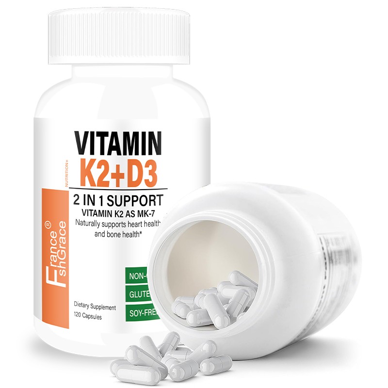 Vitamin K2 D3 Capsules Factory - OEM MK7 D3 5000iu 90mcg 120 Capsules