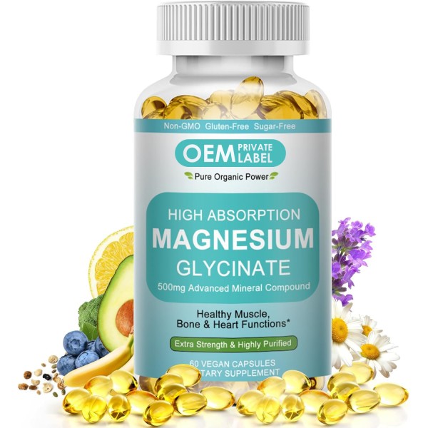 Magnesium Glycinate Softgels Manufacturer - OEM 500mg Muscle Heart Sleep Bone