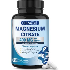 Magnesium Citrate Capsules Supplier - OEM 400mg Energy Bone Nerve Digestion