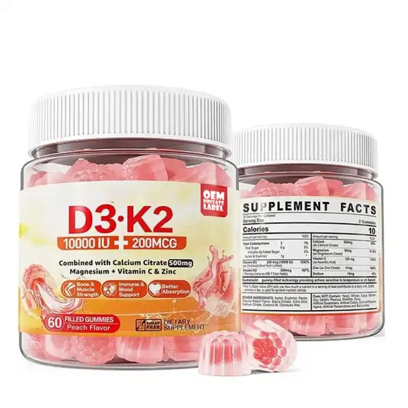 Vitamin D3 K2 Gummies Factory - OEM Sugar Free B Complex Zinc MCT