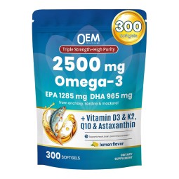 Omega-3 Softgels Factory - OEM Triple Strength 2500mg EPA DHA Q10
