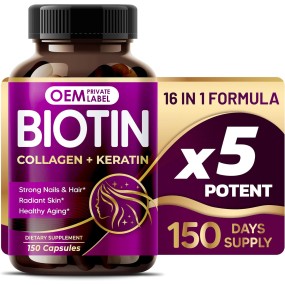 Biotin Capsules Supplier - OEM 7275mg Collagen Keratin Hyaluronic Acid