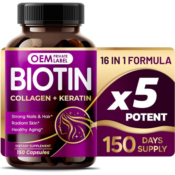 Biotin Capsules Supplier - OEM 7275mg Collagen Keratin Hyaluronic Acid