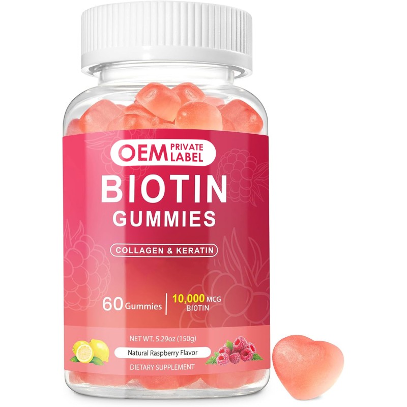 Biotin Gummies Supplier - OEM 10000mcg Keratin Collagen Hair Nails