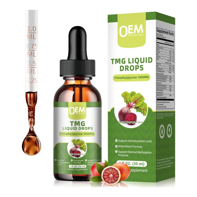 TMG Liquid Drops Supplier - OEM 1000mg Blood Orange Betaine Methylation
