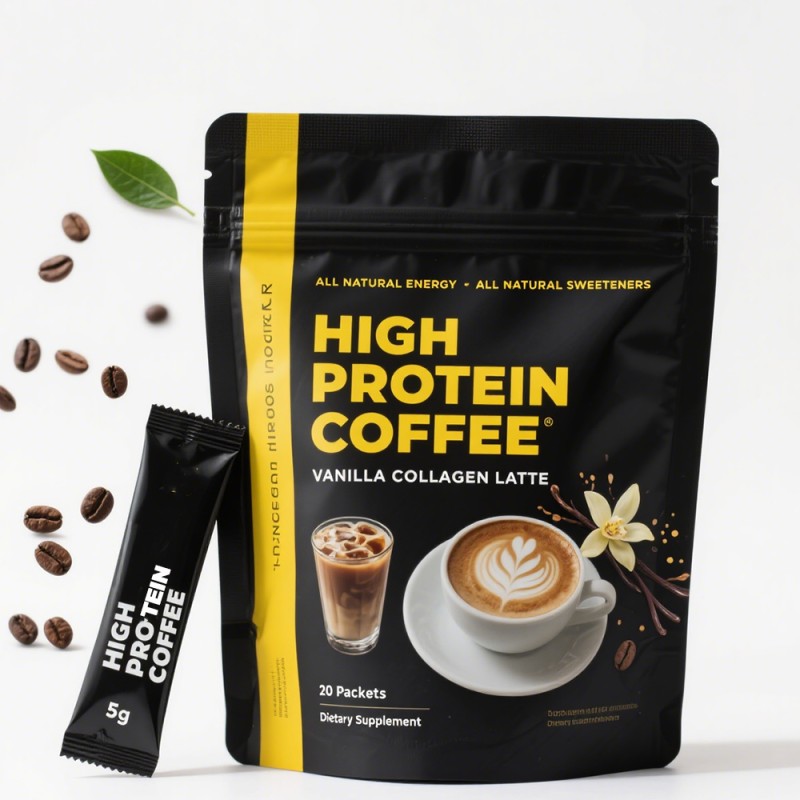 Qinshantang Summer Fitness Drink Caramel Macchiato Flavor Instant Iced Protein Coffee Sticks Quick Dissolve in Cold Water