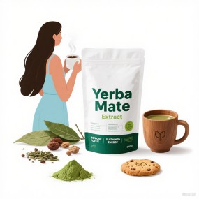 Private Label Pure Natural  4:1 10% Caffeine Yerba Mate Tea Concentrate Mushroom Extract Powder