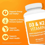 Vitamin D3 K2 Capsules - Vegan Bone Heart Supplement
