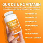 Vitamin D3 K2 Capsules - Vegan Bone Heart Supplement