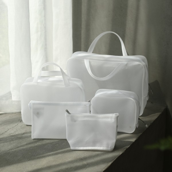 Cosmetic Bag Manufacturer - Travel White Mesh Waterproof Wash