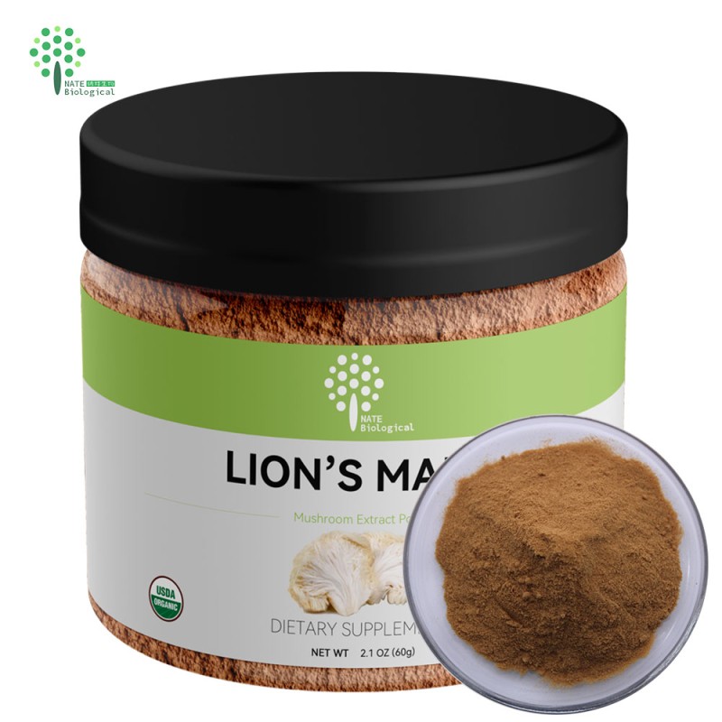OEM Organic Lions Mane Mushroom Extract Powder with Private Label 60G 2.1OZ Jars