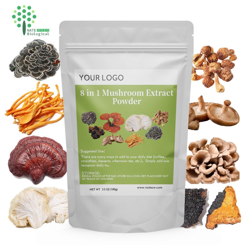 Customized Private 8 in 1 Mushroom Extract Blend 250G 8.8OZ BAG