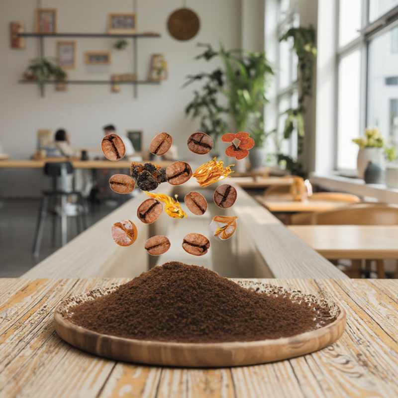 3 in 1 Blend Mushroom Extract Coffee Powder Lions Mane Cordyceps  Reishi