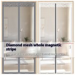 Door Curtain Factory - White Diamond Mesh Polyester Magnetic