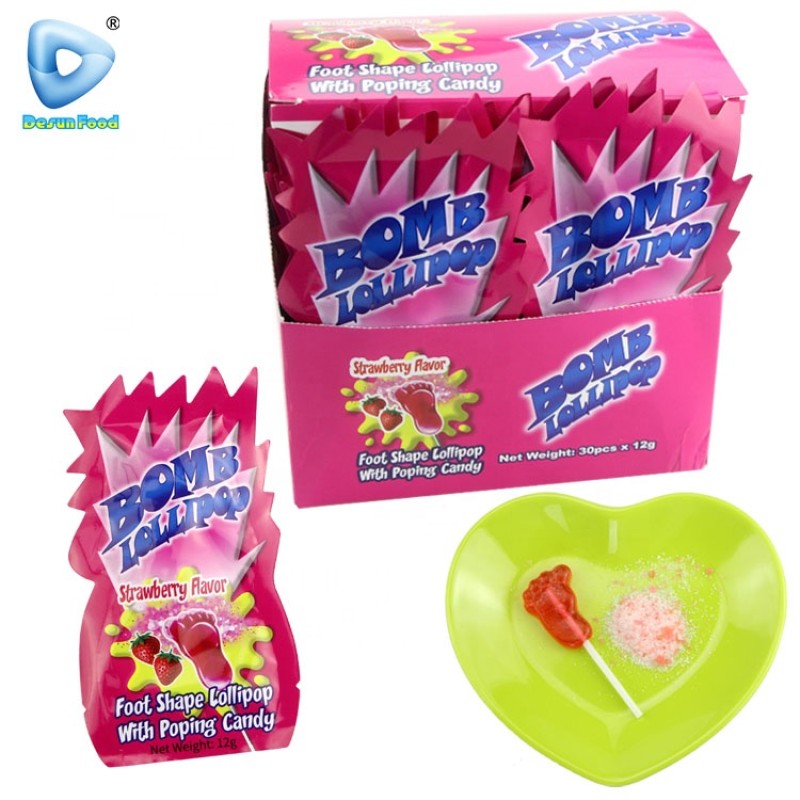 Foot Shape Lollipop Supplier - With Popping Candy
