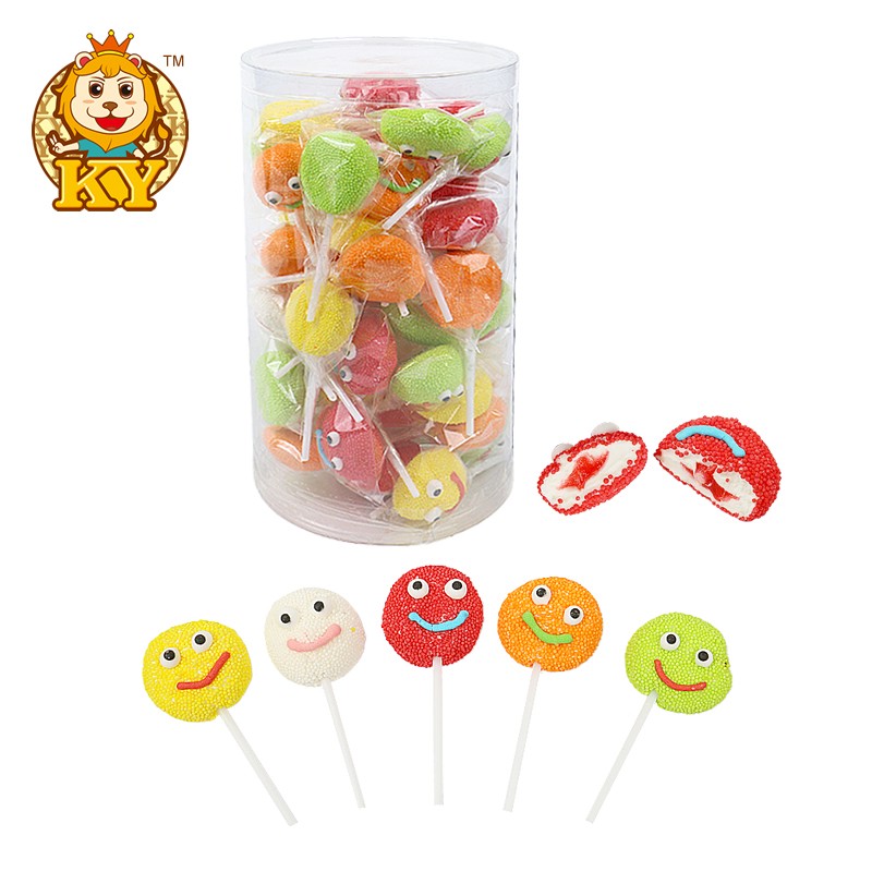 Smile Face Marshmallow Lollipop Supplier - Wholesale Colorful Fruit Flavor Jam