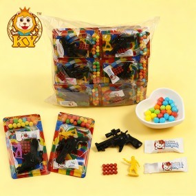 Plastic Gun Toy with Candy Supplier - Wholesale Colorful Puffed