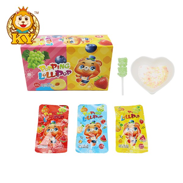 Bear Shape Lollipop Supplier - Wholesale Cartoon Fruity with Popping Candy