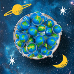 Planet Gummy Ball Factory - OEM 3D Blue Earth with Fruit Jam