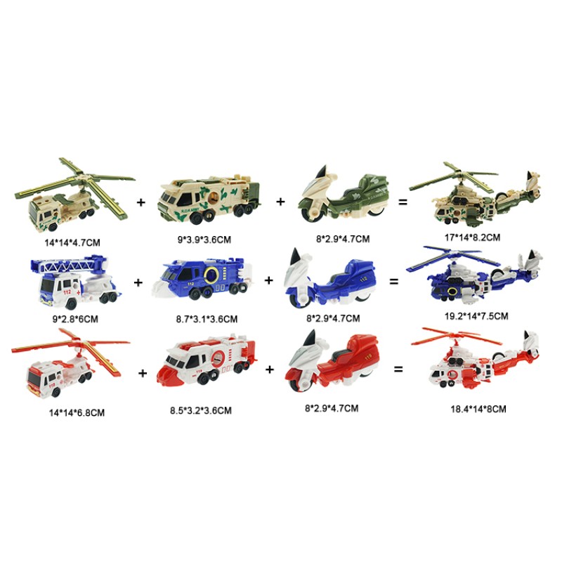 Combined Combat Helicopter Factory - 3 Cars Deformed Education Toys