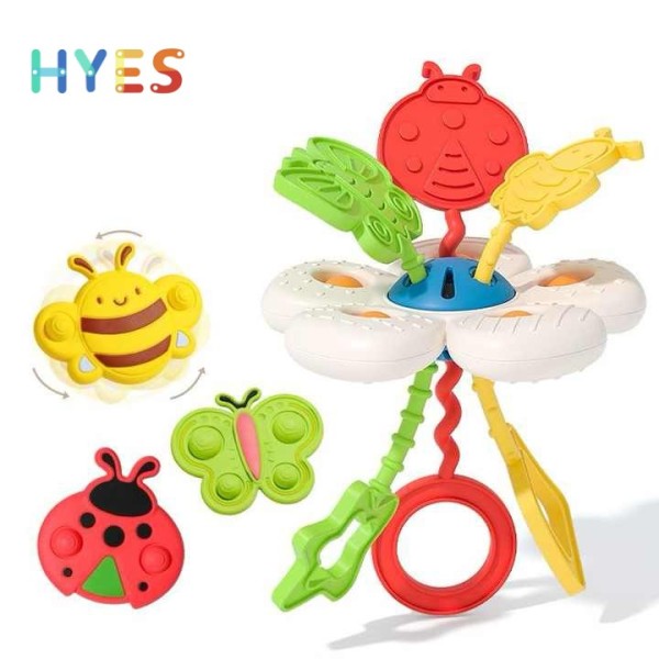 Sensory Montessori Toys Supplier - 3pcs Teething Suction Cup Spinner