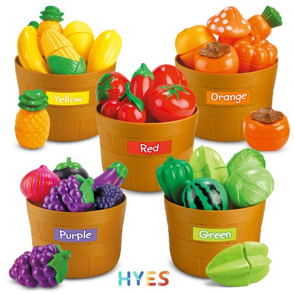 Play Food Set Factory - Preschool Kitchen Accessories Color Sorting