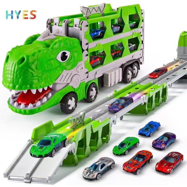 Dinosaur Truck Toys Factory - Pull Back Cars Track Learning Set