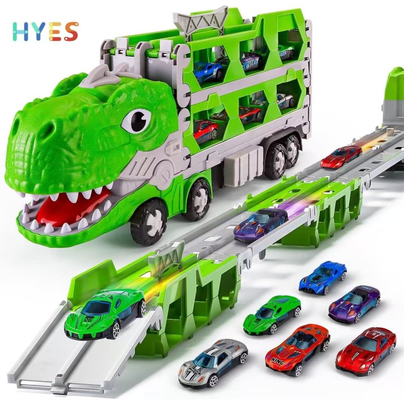 Dinosaur Truck Toys Factory - Pull Back Cars Track Learning Set
