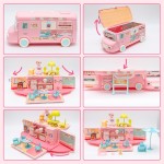 Doll House Play Set Factory - Indoor Touring Bus Pretend Cooking