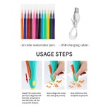 Electric Watercolor Pen Supplier - Hand-painted Washable 12 Color