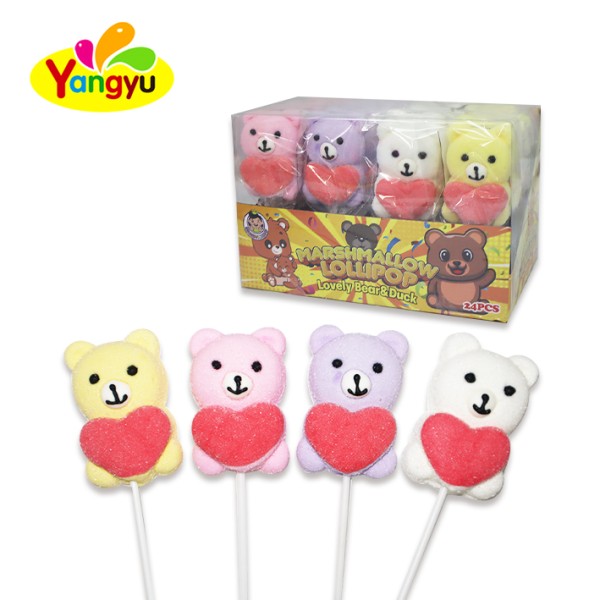 Marshmallow Lollipop Supplier - Fruity Cartoon Bear Shape Candy