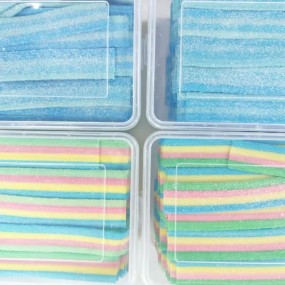 Sour Belt Gummies Manufacturer - Colorful Rainbow Halal Plastic Box