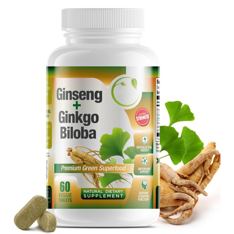 Premium Ginseng Ginkgo Biloba Extract Tablets 500mg Herbal Supplement Vegetarian Bulk Supply