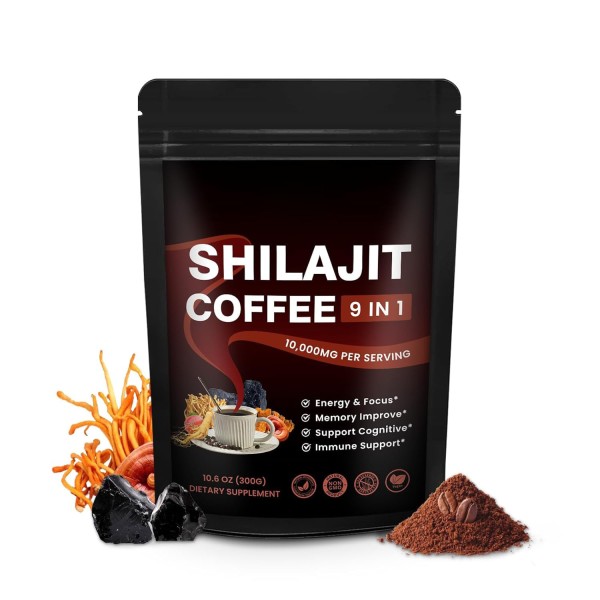 OEM/ODM Private Label 9 in 1 Shilajit Coffee Powder With Ashwagandha Mushroom Shilajit Coffee Powder