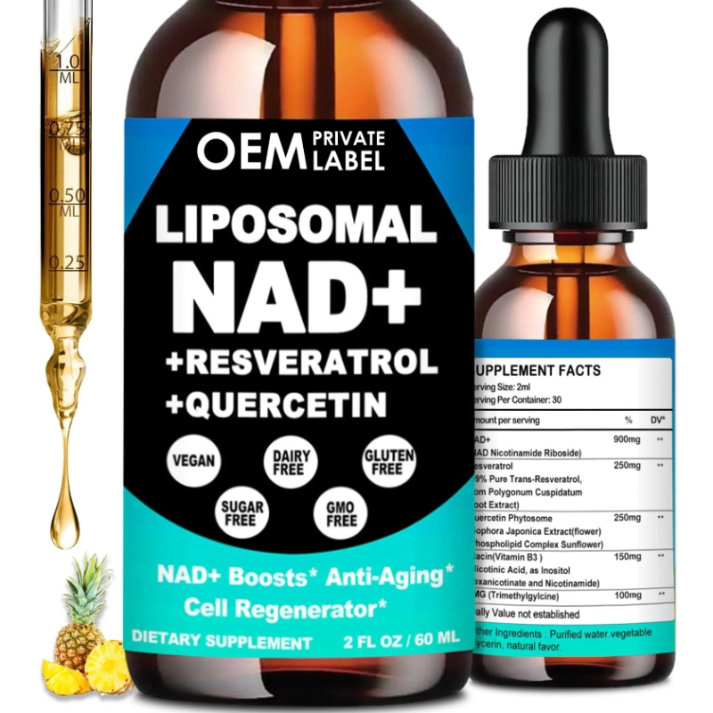 OEM NAD Supplement 900mg Liposomal NAD+ Nicotinamide Riboside Resveratrol Liquid NAD Plus Liquid Supplement