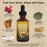 OEM/ODM Factory Maca Root Liquid Drops with Ashwagandha Fenugreek Beet Root L-Arginine Supplement for Women Men
