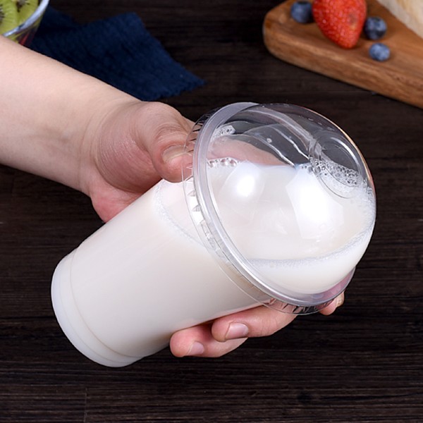 Environmentally Friendly 90mm Diameter Plastic PET Semicircular Dome Lid for Boba Tea Coffee Cups