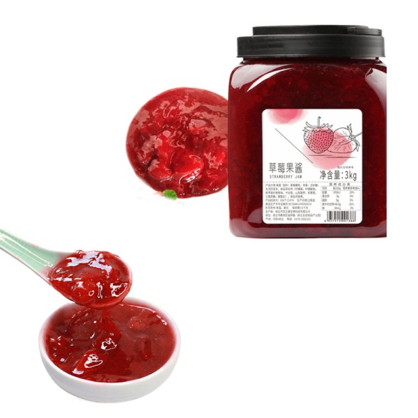 BubbleTea Ingredients Fruit Candy Jam for Milk Tea Smoothie Bread Fresh Strawberry Juice  3KG Strawberry Fruit Jam With Pulp