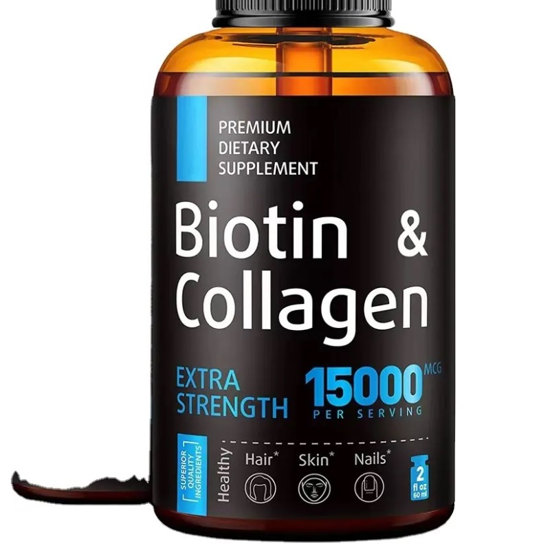 Biotin Collagen Drops Factory - OEM Natural 15000mcg Hair Supplement