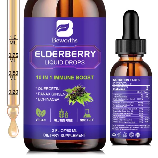Elderberry Liquid Drops Factory - OEM Quercetin Ginseng Complex