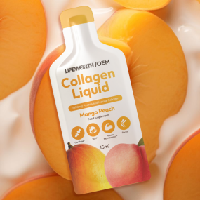 LIFEWORTH Mango Peach Flavor 5000mg Marine Collagen Peptides Liquid Sachets Support Skin Hair Health