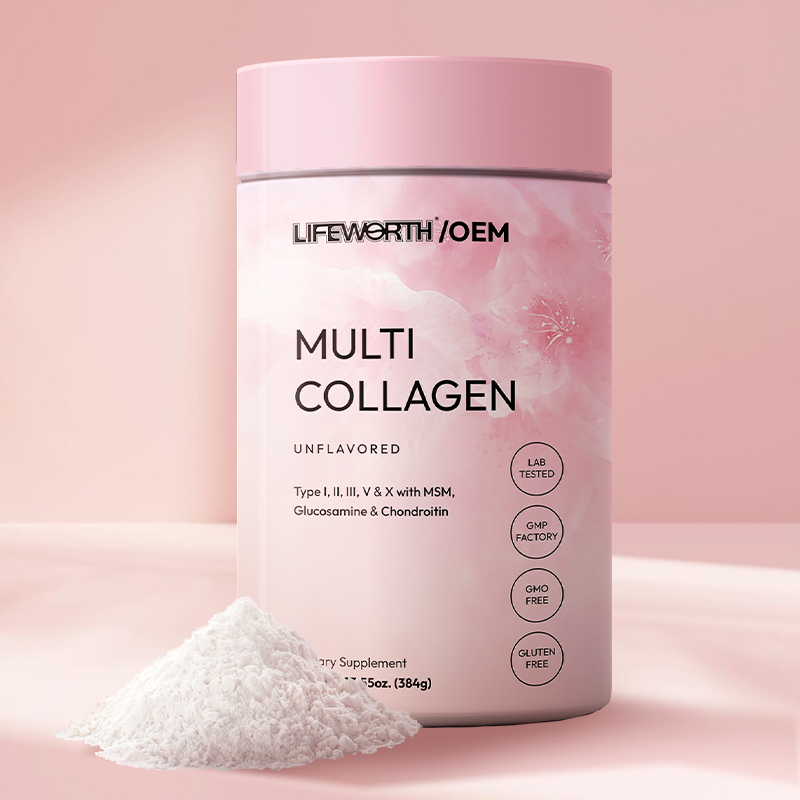 LIFEWORTH Hydrolyzed Multi Collagen Peptides Protein Powder Supplement Advanced with Hyaluronic Acid Vitamin C