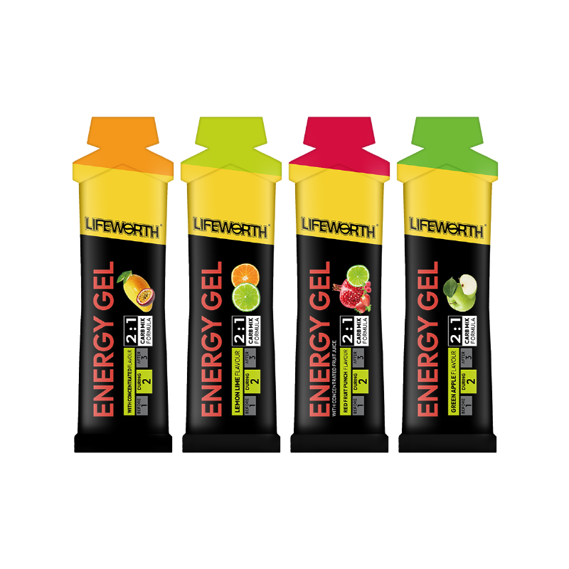 LIFEWORTH OEM Boost Power Multiflavour High Carb Electrolyte Energy Gels with Sodium