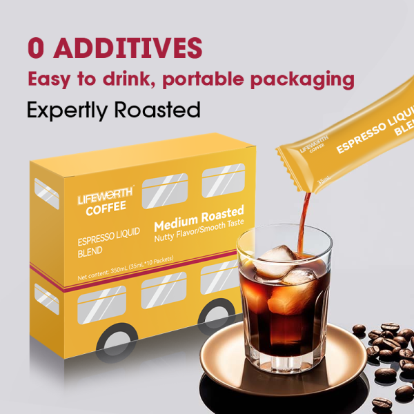 LIFEWORTH Espresso Aluminum Sticks Cold Brew Instant Liquid Coffee Drink