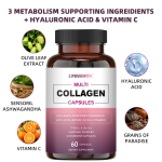 LIFEWORTH Hot Sale Hydrolyzed Collagen Peptides Pills Multi Capsules with Biotin and Hyaluronic Acid