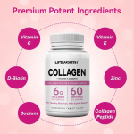 LIFEWORTH Multi Collagen Pills Tablets with Hyaluronic Acid and Vitamins for Skin Wrinkles